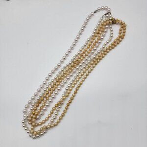 Vintage FAUX PEARLS NECKLACE LOT - Lot Of 3‎ Necklaces
